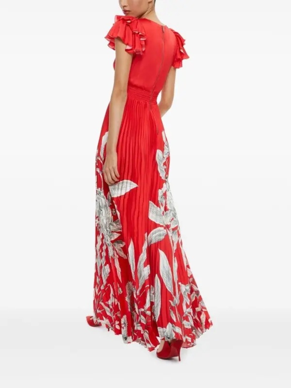 Alice + Olivia Bennet Red Floral Pleated Wide-Leg Jumpsuit Revolve - Picture 5 of 6